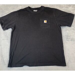 Carhartt K87 Men's Pocket T-Shirt Black Size Large Loose Fit Workwear